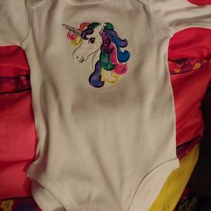 Handmade Rainbow Unicorn Baby Bodysuit
